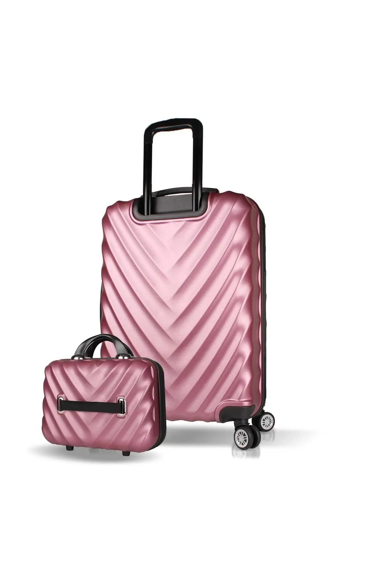 Lotus Abs Orta Ve Makyaj Boy Rose 2'li Valiz Seti