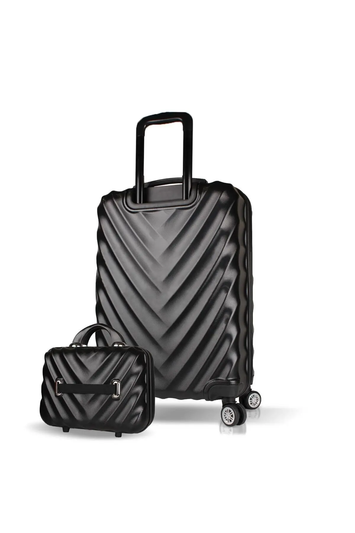 Lotus Abs Orta Ve Makyaj Boy Siyah 2'li Valiz Seti