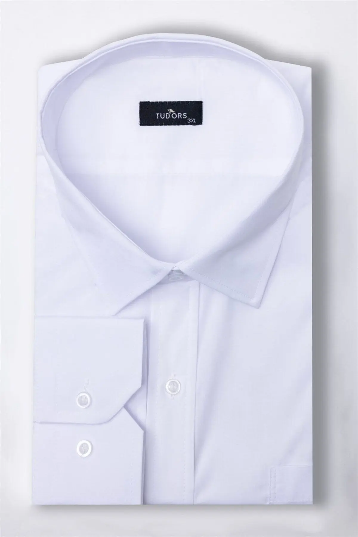 Büyük Beden Uzun Kollu Kolay Ütü Düz Erkek Beyaz Gömlek