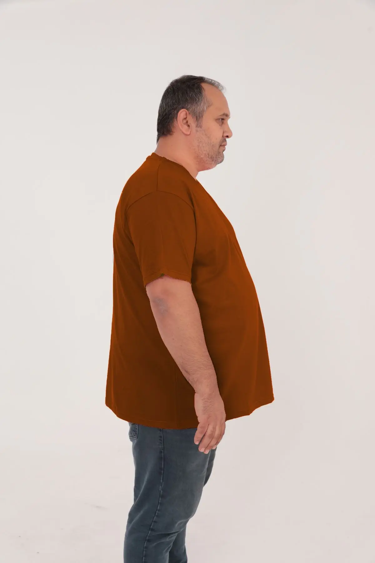 Büyük Beden T-Shirt Kahverengi