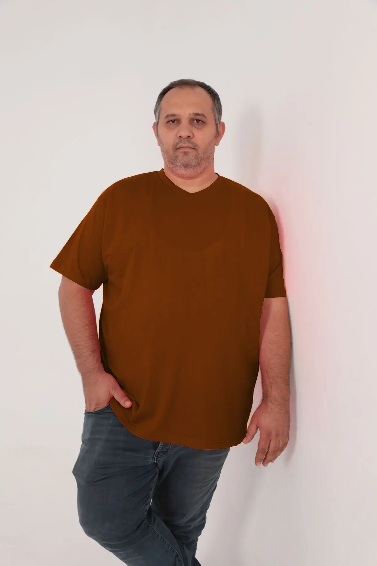 Büyük Beden T-Shirt Kahverengi