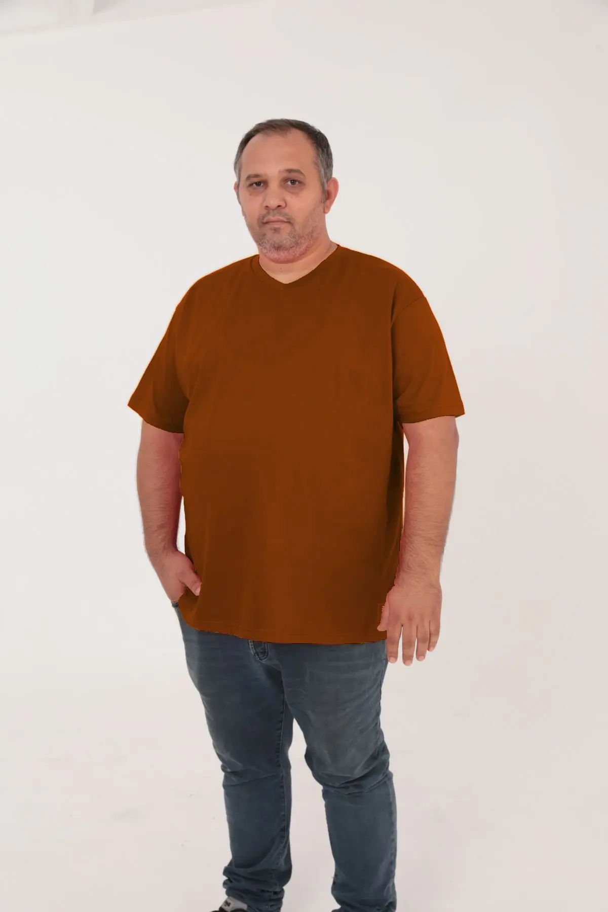 Büyük Beden T-Shirt Kahverengi