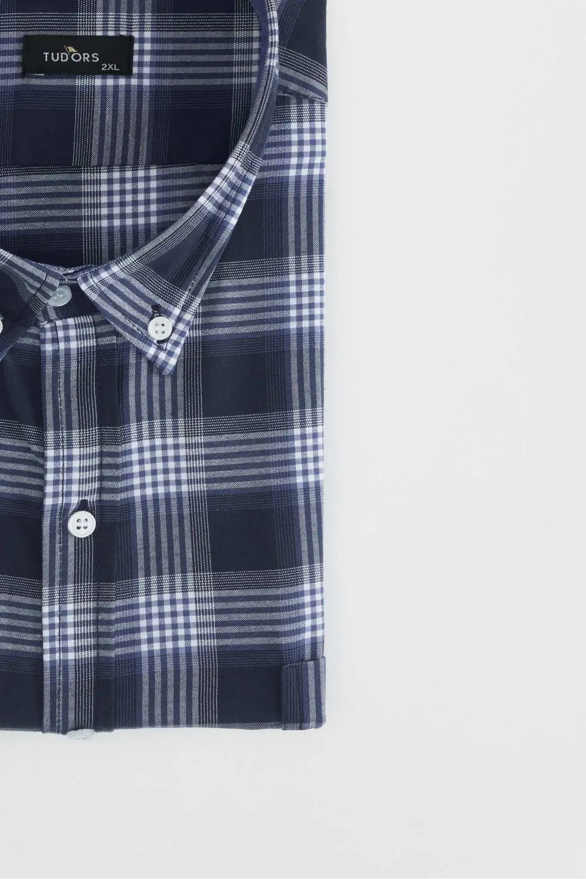 Büyük Beden Ekoseli Biyeli Yaka Düğmeli Erkek Gömlek