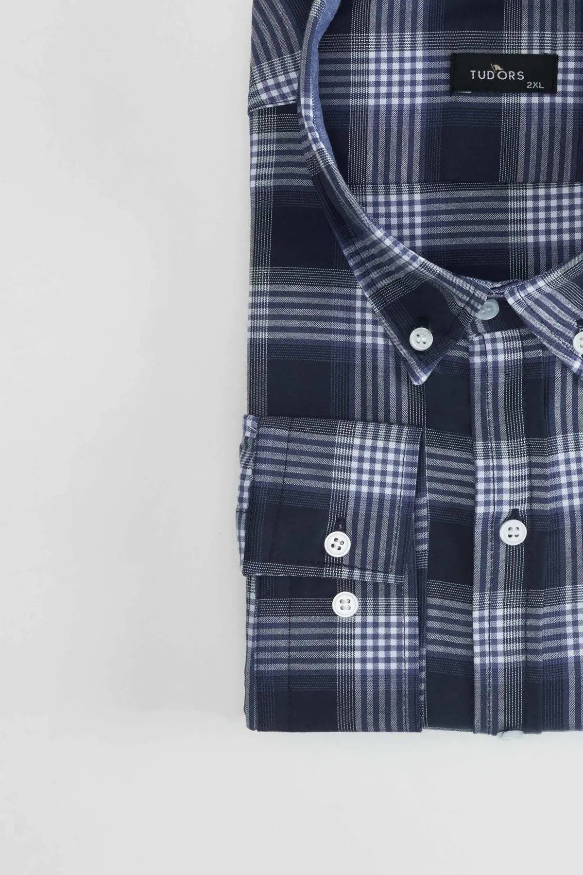 Büyük Beden Ekoseli Biyeli Yaka Düğmeli Erkek Gömlek