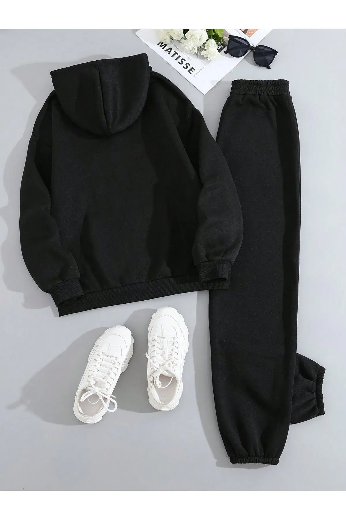Fermuarlı Eşofman Takımı - Fermuarlı Kapüşonu Sweatshirt & Jogger Eşofman Altı