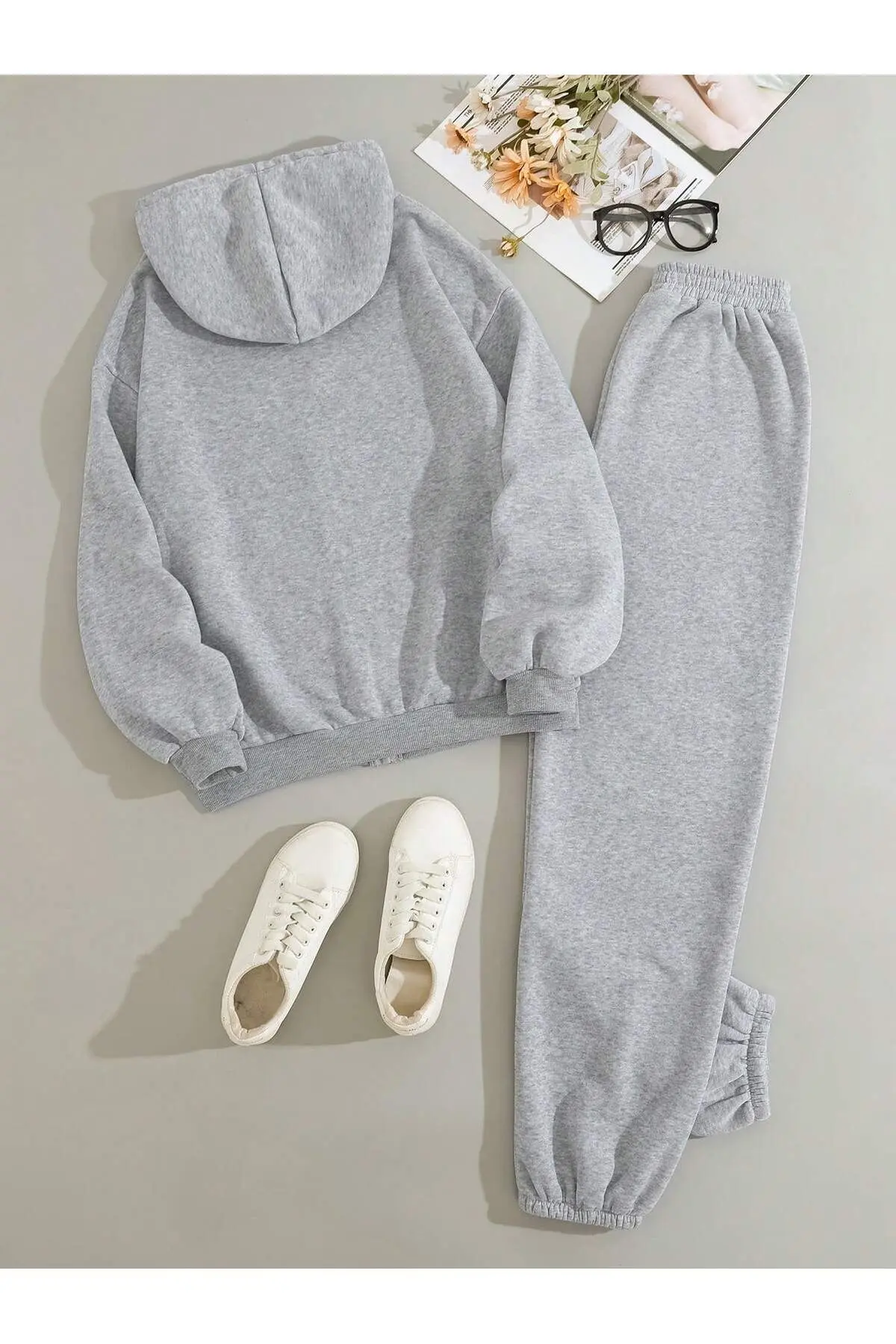 Fermuarlı Eşofman Takımı - Fermuarlı Kapüşonu Sweatshirt & Jogger Eşofman Altı