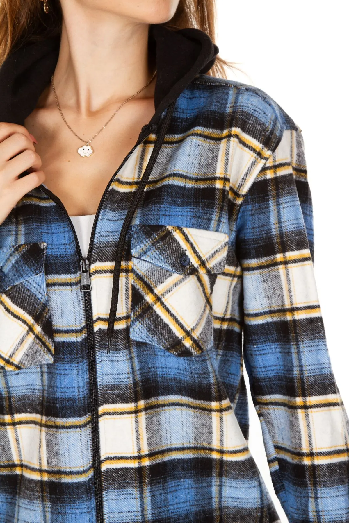 Kapüşonlu Fermuarlı Unisex Oduncu Gömleği