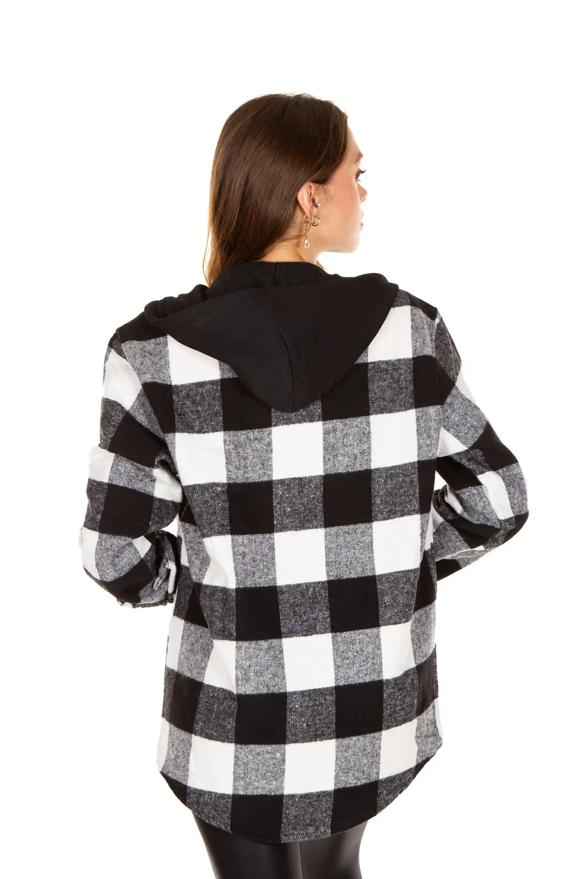 Kapüşonlu Fermuarlı Unisex Akrilik Oduncu Gömleği