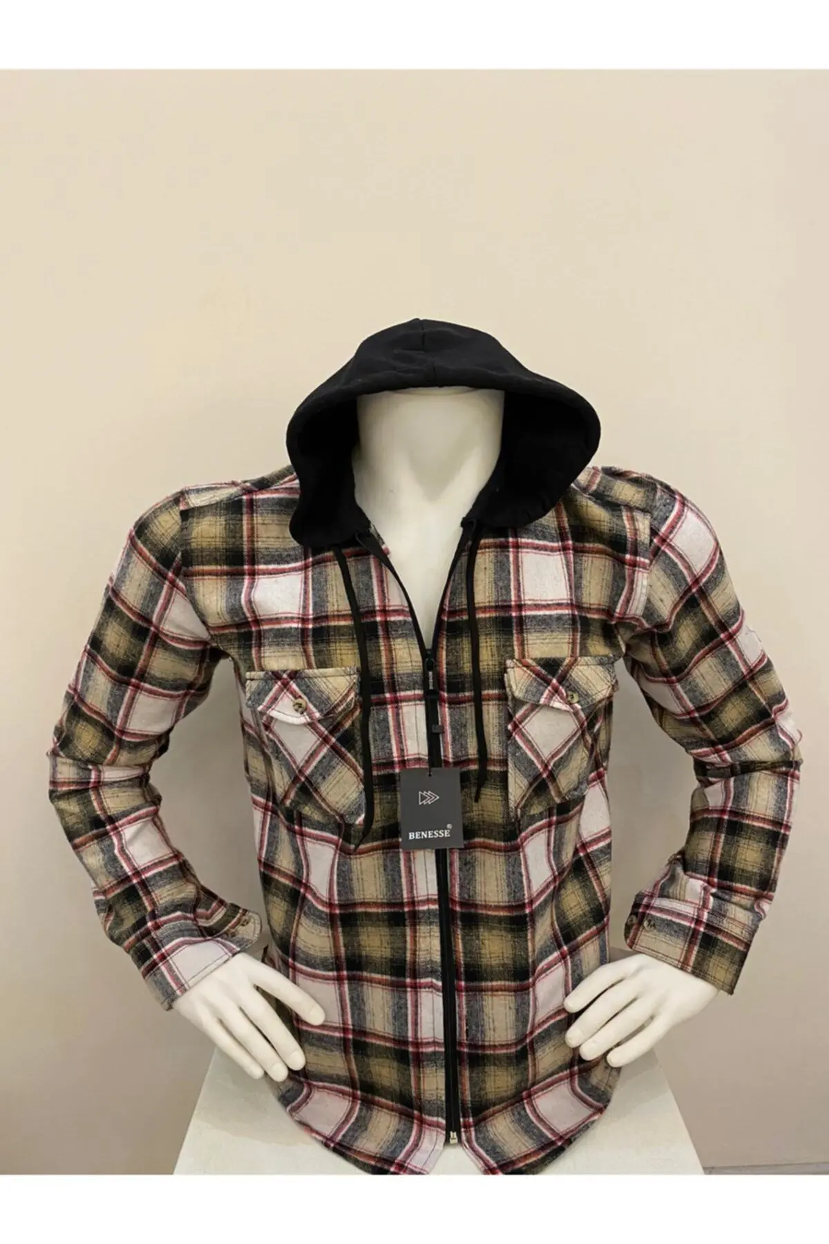 Kapüşonlu Fermuarlı Unisex Oduncu Gömleği