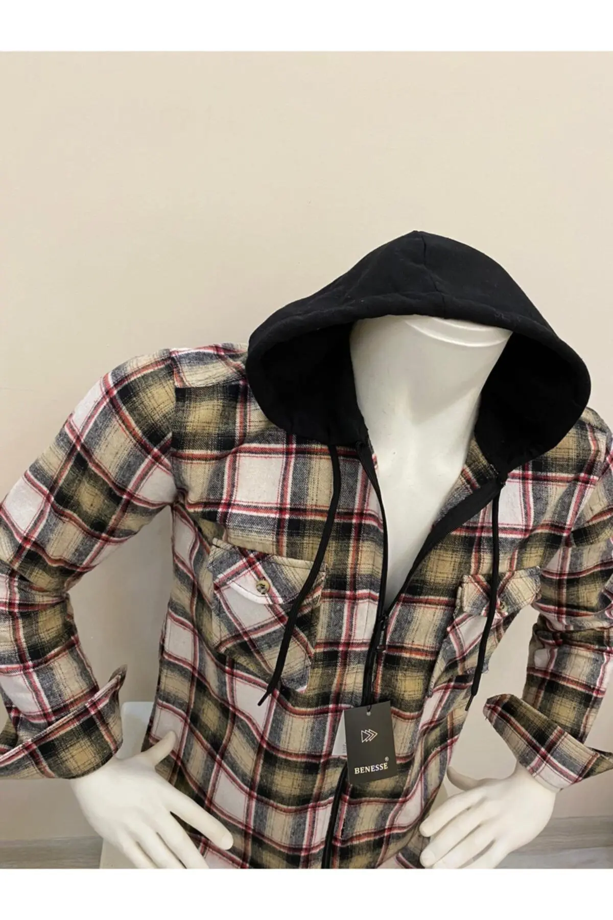 Kapüşonlu Fermuarlı Unisex Oduncu Gömleği