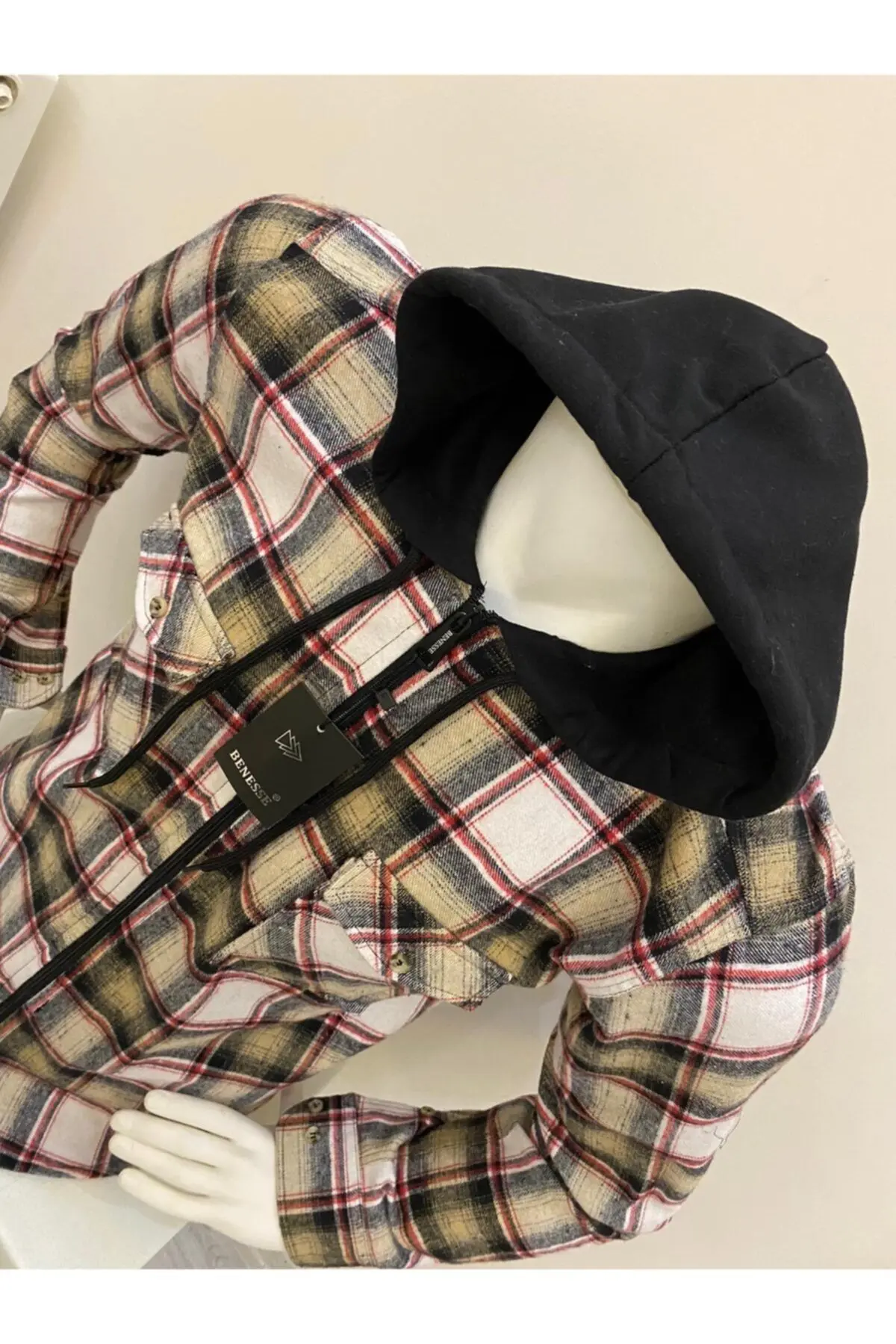 Kapüşonlu Fermuarlı Unisex Oduncu Gömleği