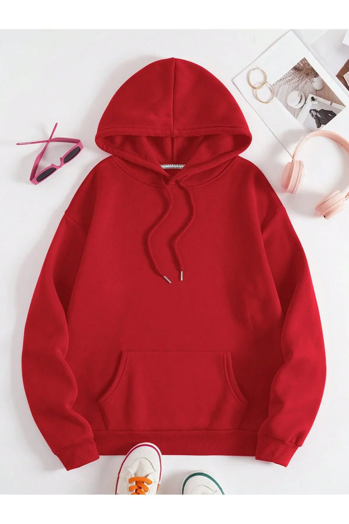 Unısex Rahat Kesim Sweatshirt- Kapüşonlu Sweatshirt