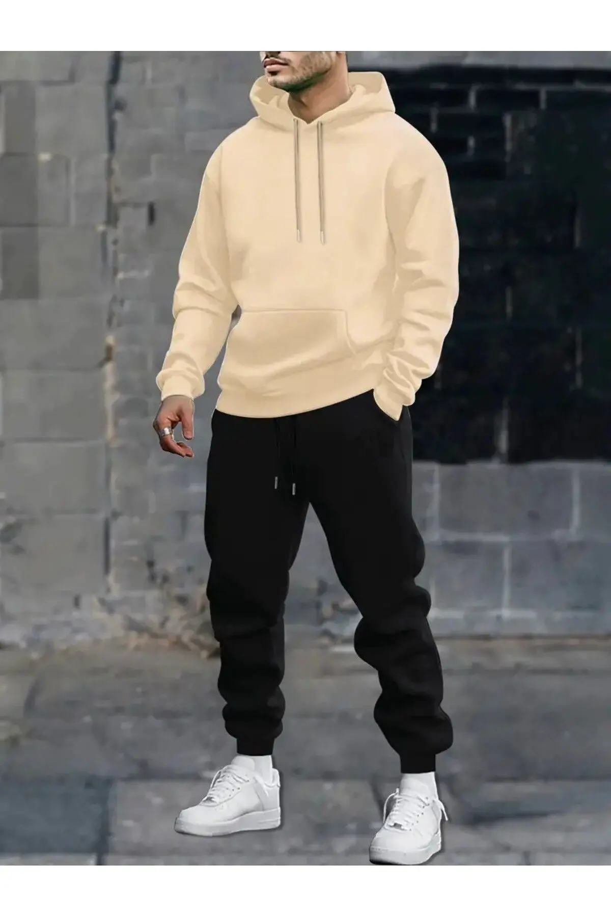 EYAX MODA Büyük Beden Unisex Eşofman Takımı - Kapüşonlu Sweatshirt & Jogger Eşofman Altı