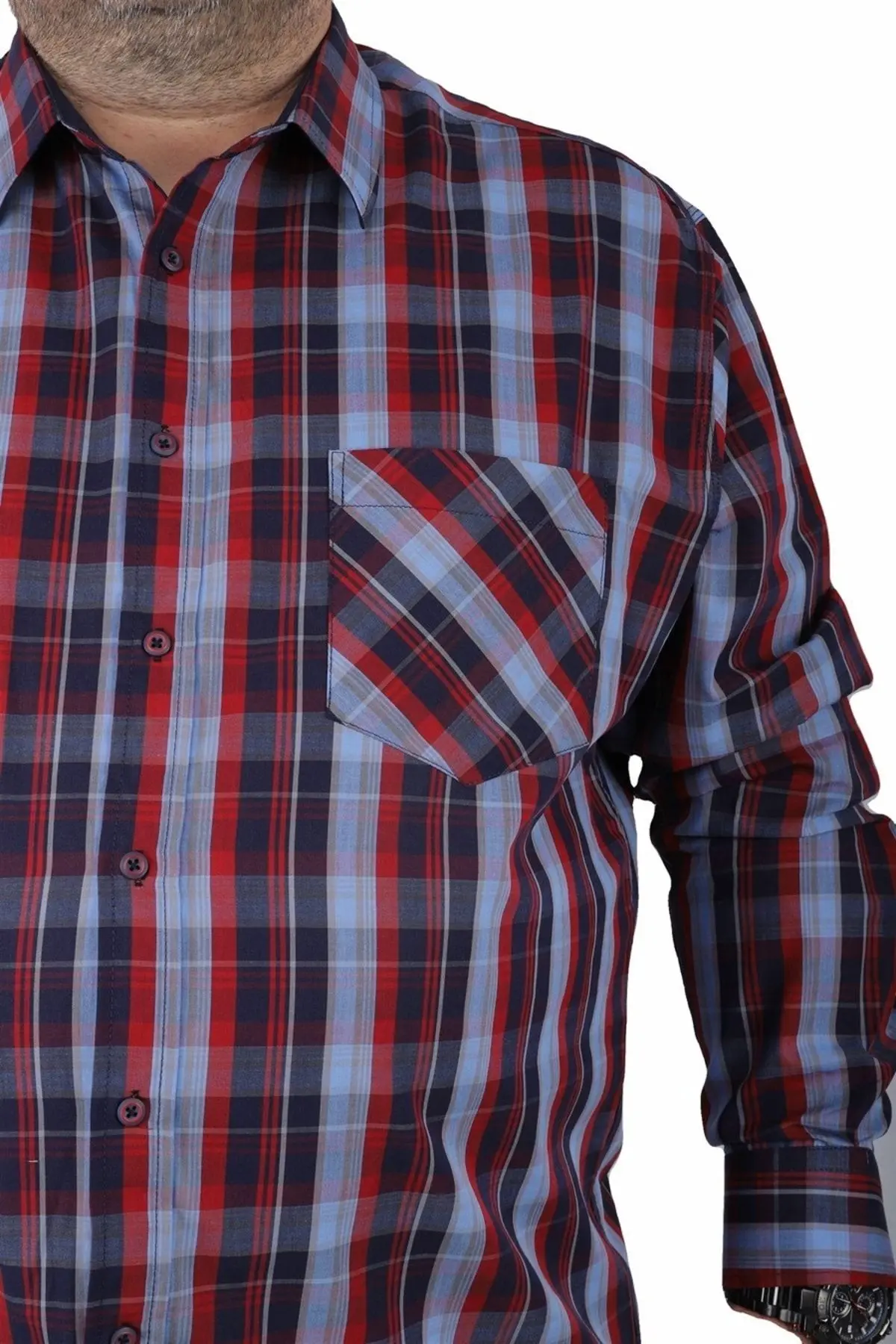 Büyük Beden Erkek Cepli Gömlek Estacional 23372 Lacıvert