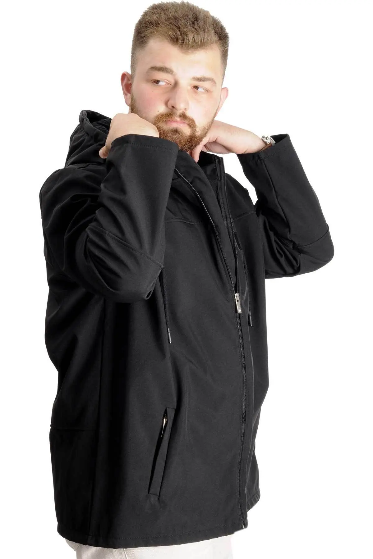 Mode Xl Erkek Softshell Parcalı Kapsonlu Mont 21235 Siyah