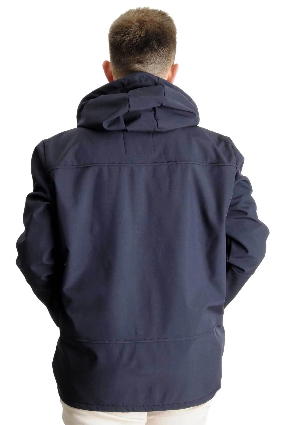 Mode Xl Büyük Beden Erkek Kapüşonlu Mont Waterproof Softshell 21235 Lacivert