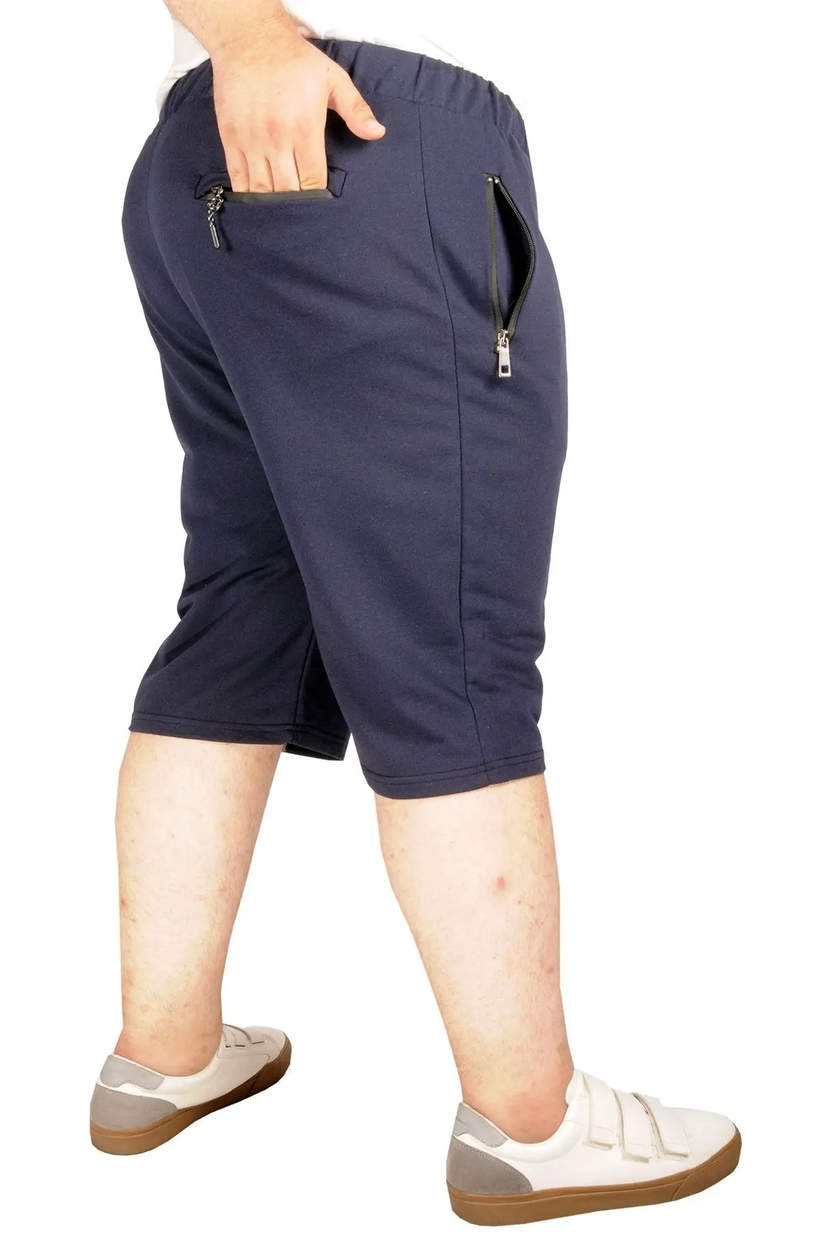 Modexl Mode Xl Büyük Beden Fermuarlı Kapri Recycle B21015 Lacivert