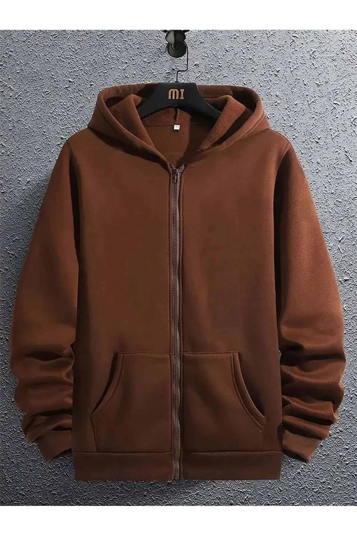 EYAX MODA UNISEX Kapüşonlu Fermuarlı Sweatshirt Büyük Beden