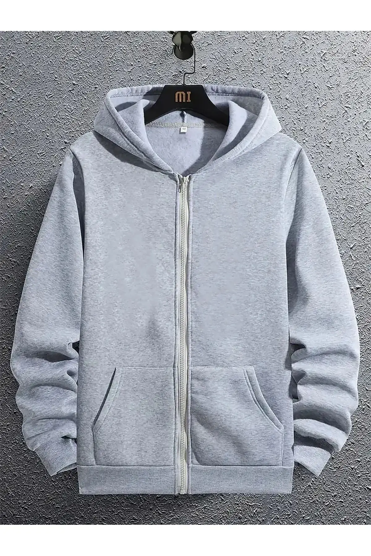 EYAX MODA UNISEX Kapüşonlu Fermuarlı Sweatshirt Büyük Beden