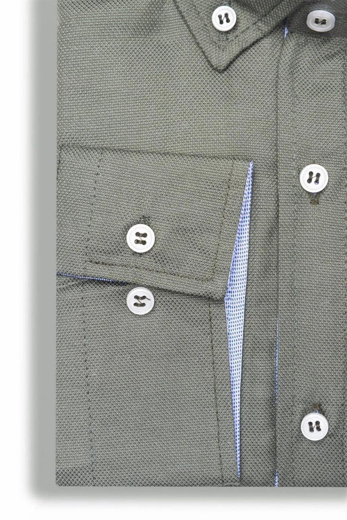 Büyük Beden Oxford Uzun Kollu Spor Erkek Haki Gömlek