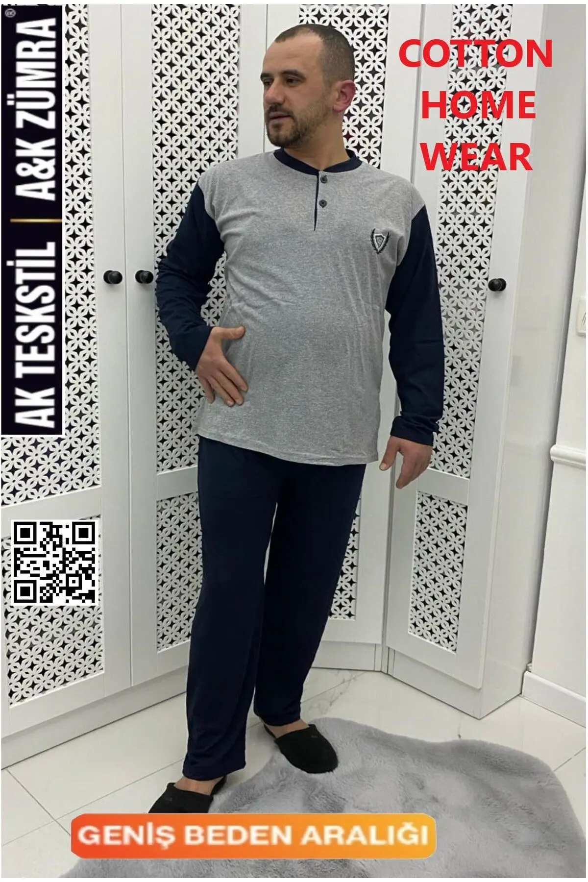 A&K ZÜMRA Penye Pamuk Ekonomik Yazlık Erkek Pijama Takımı Gri