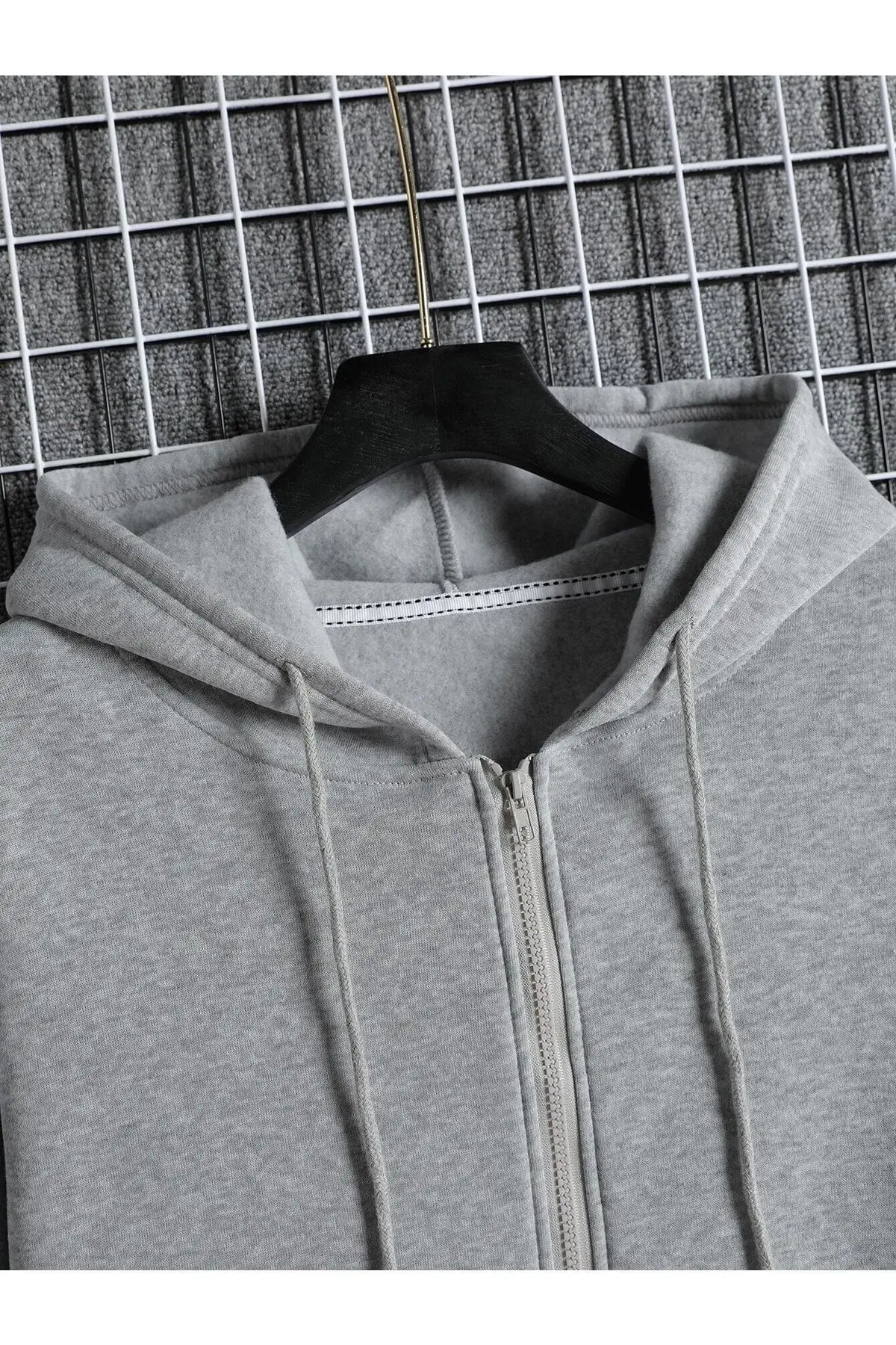 Fermuarlı Kapüşonlu Oversize Sweatshirt