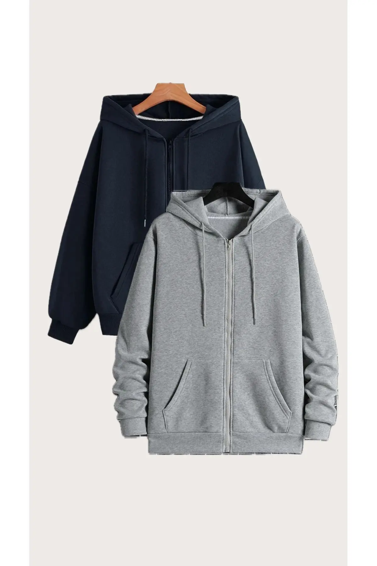 DAXİS Sportwear Company 2'li Fermuarlı Kapüşonlu Oversize Sweatshirt