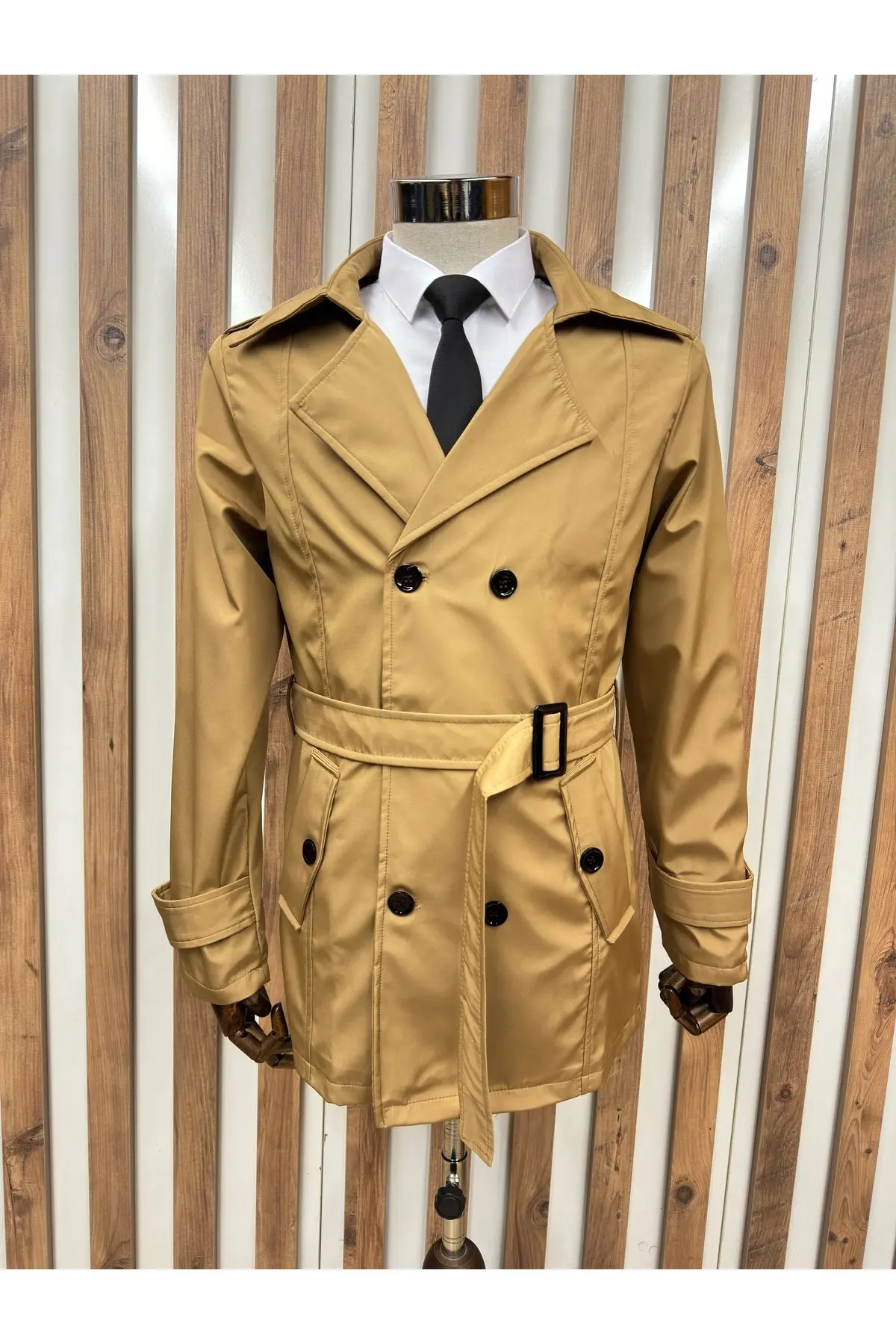 Costtum Men's Wear Su Tutmaz Regular Fit Kruvaze Trençkot