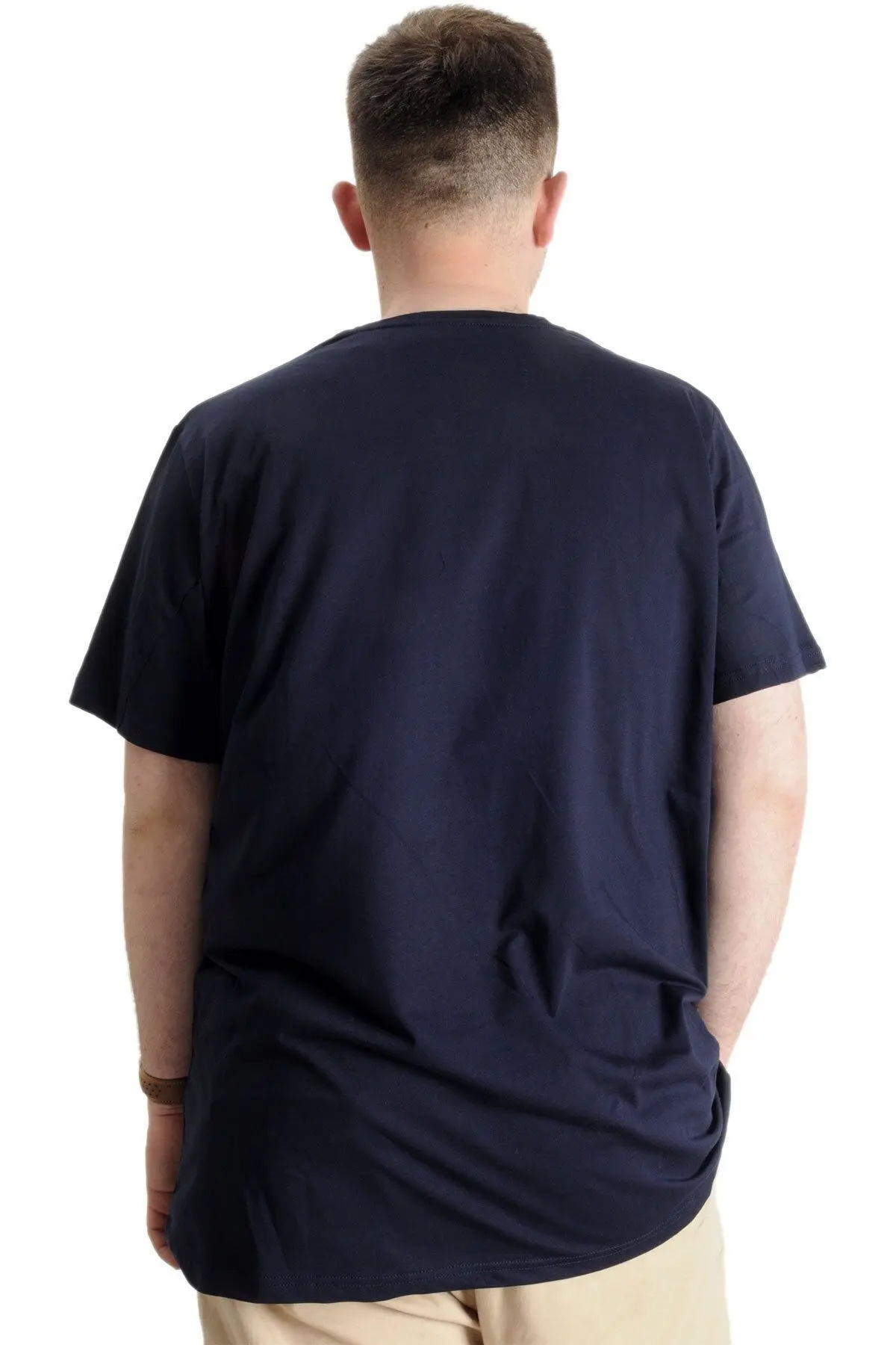 Mode Xl Büyük Beden Erkek Tshirt V Yaka 20032 Lacivert