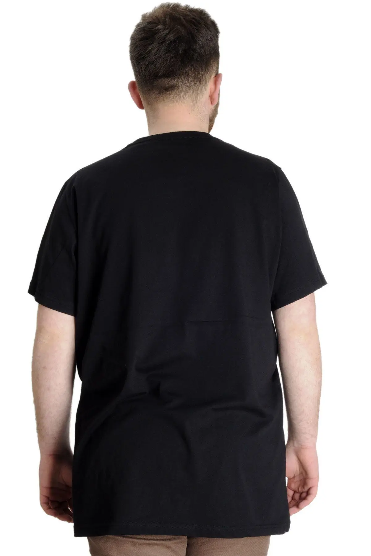 Mode Xl Büyük Beden Erkek Tshirt V Yaka 20032 Siyah