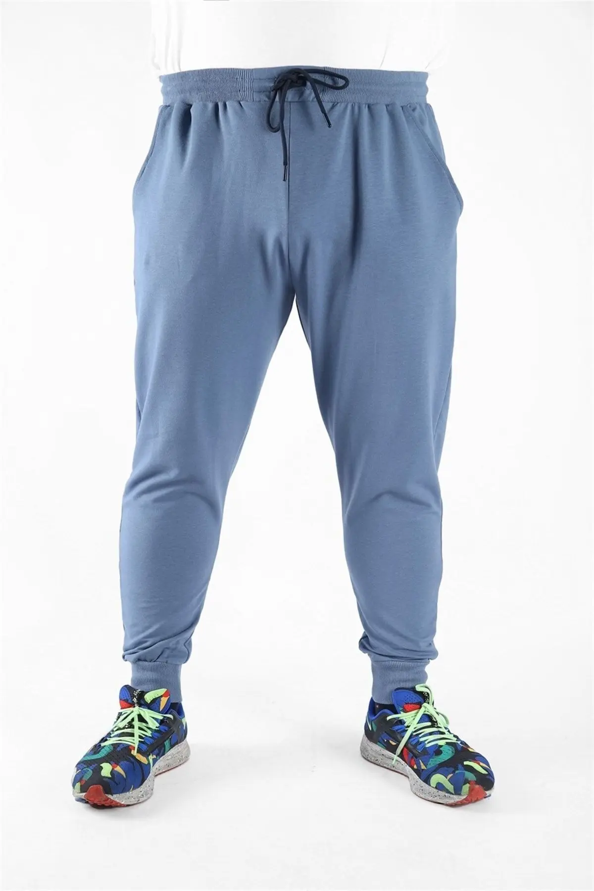 Büyük Beden Basic Eşofman Altı Full Lycra 11516 Mavı