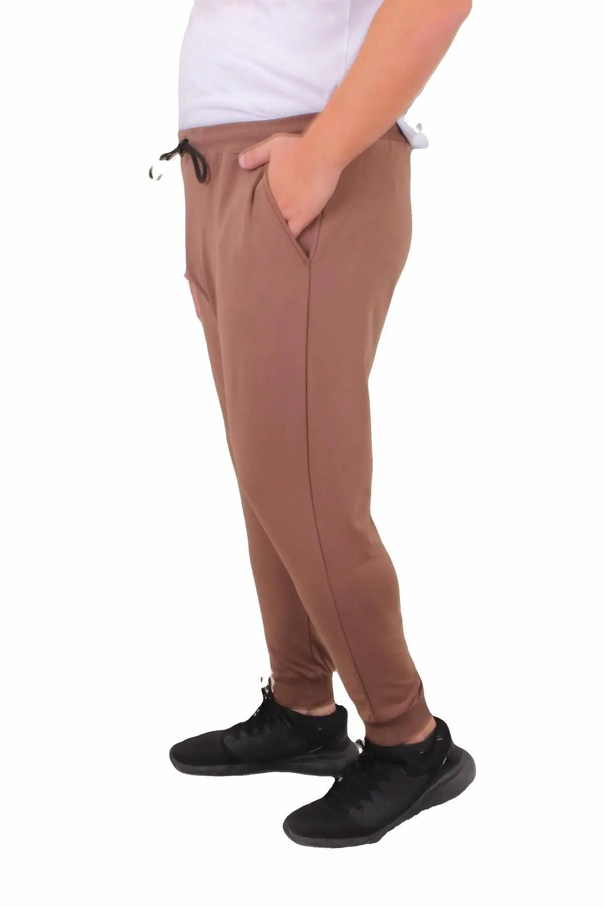 Büyük Beden Basic Eşofman Altı Full Lycra 11516 TABA