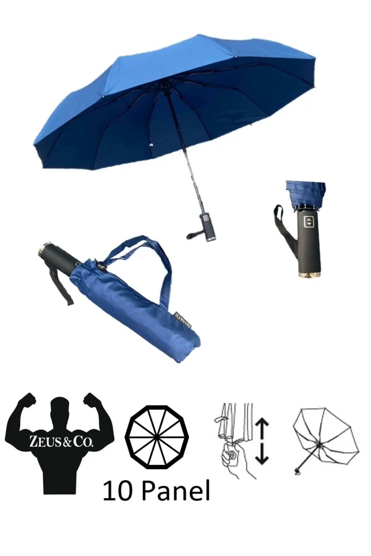 Lacivert Rüzgarda Kırılmayan Ekstra Güçlü Ekstra Dayanıklı Tam Otomatik Şemsiye
