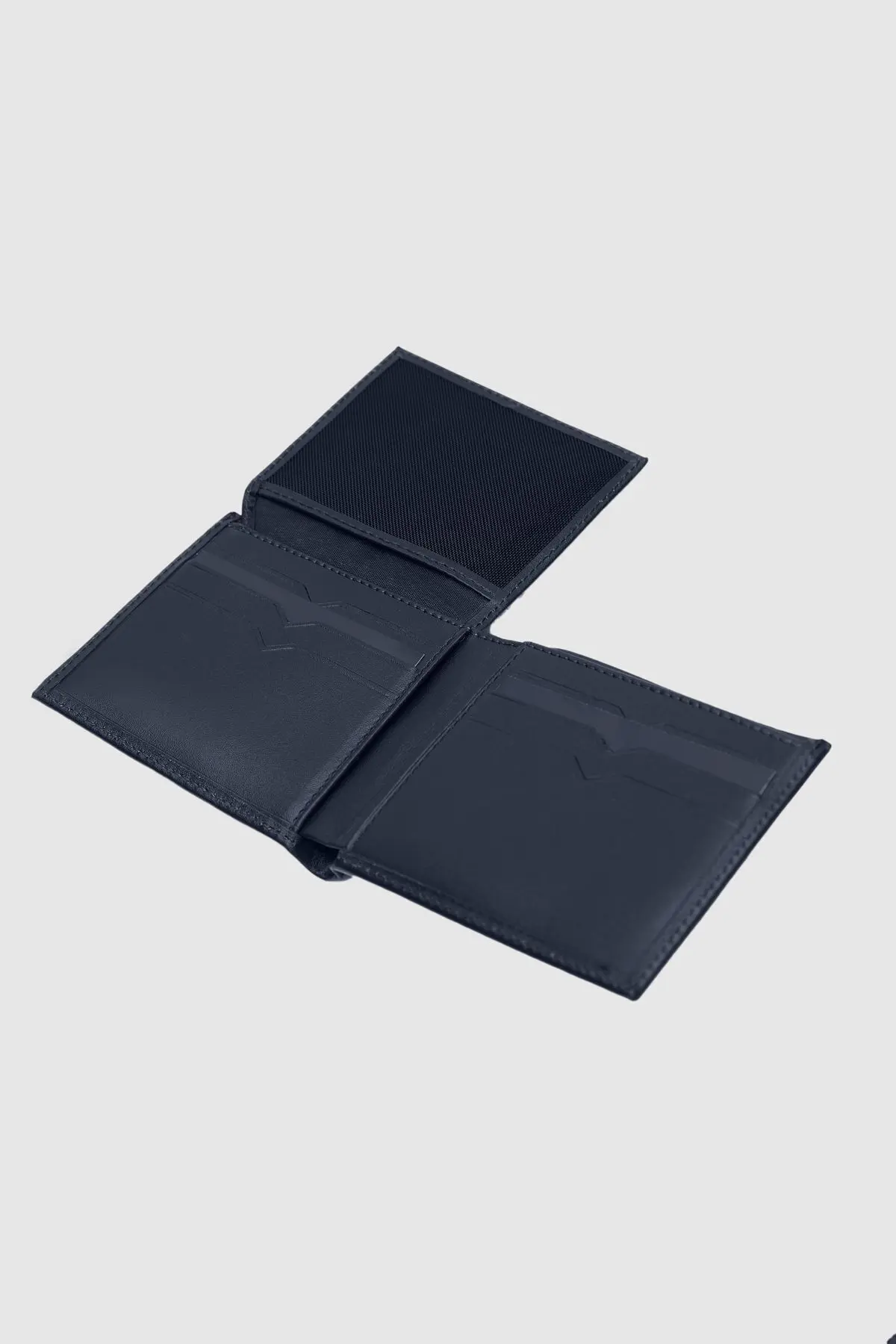 Lacivert Kutulu Hakiki Deri Cüzdan