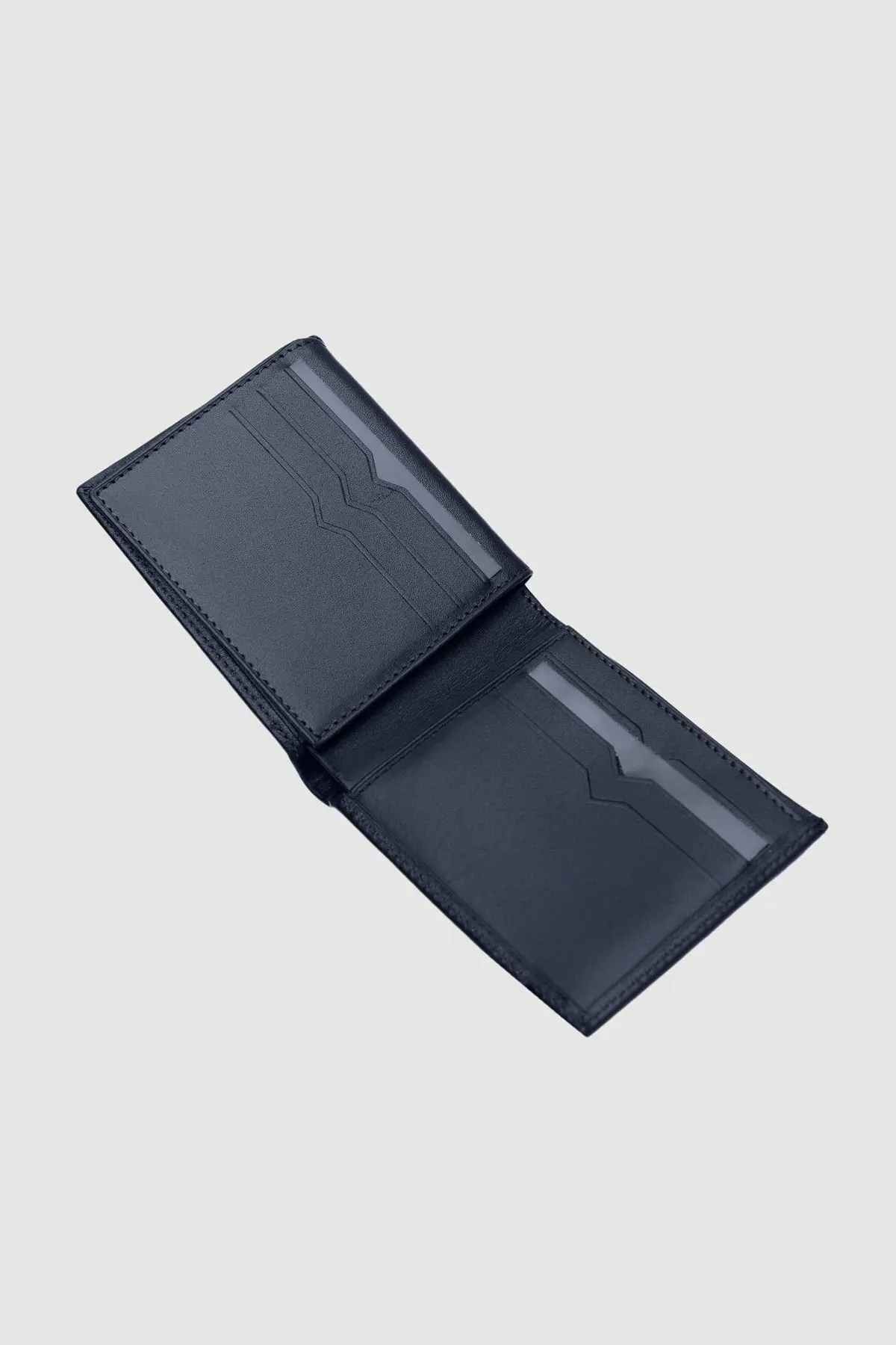 Lacivert Kutulu Hakiki Deri Cüzdan