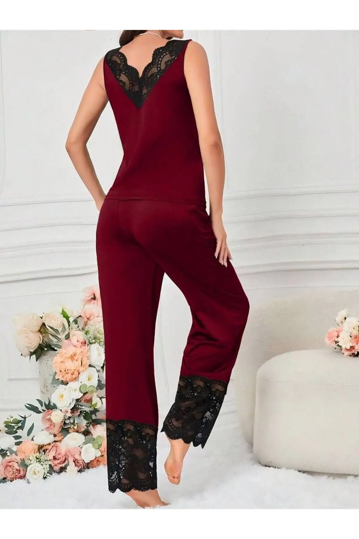 Kadın bordo Dantelli Takım Veyas