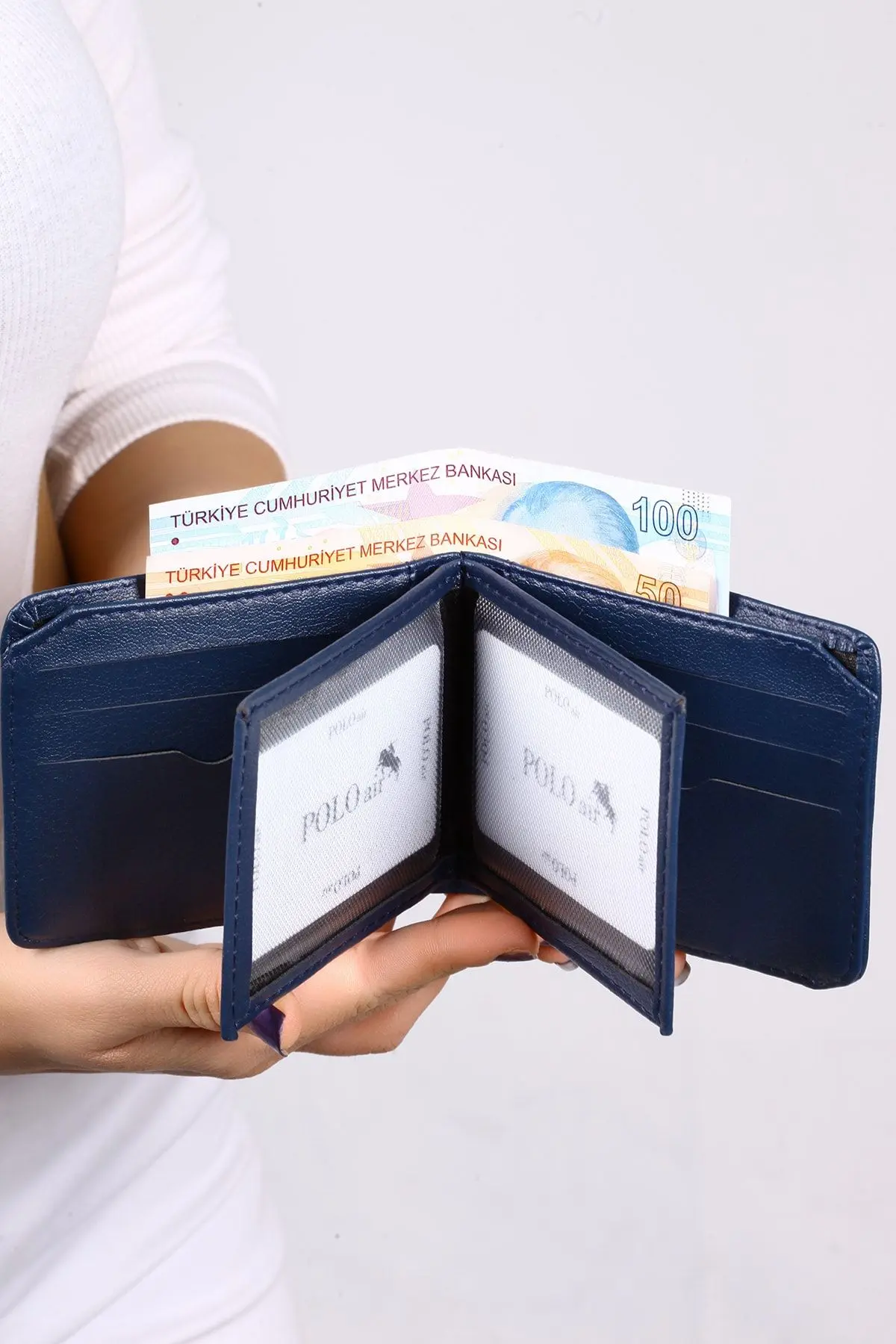 Kutulu Klasik Erkek Cüzdan Kemer Kartlık Parfüm Seti Lacivert