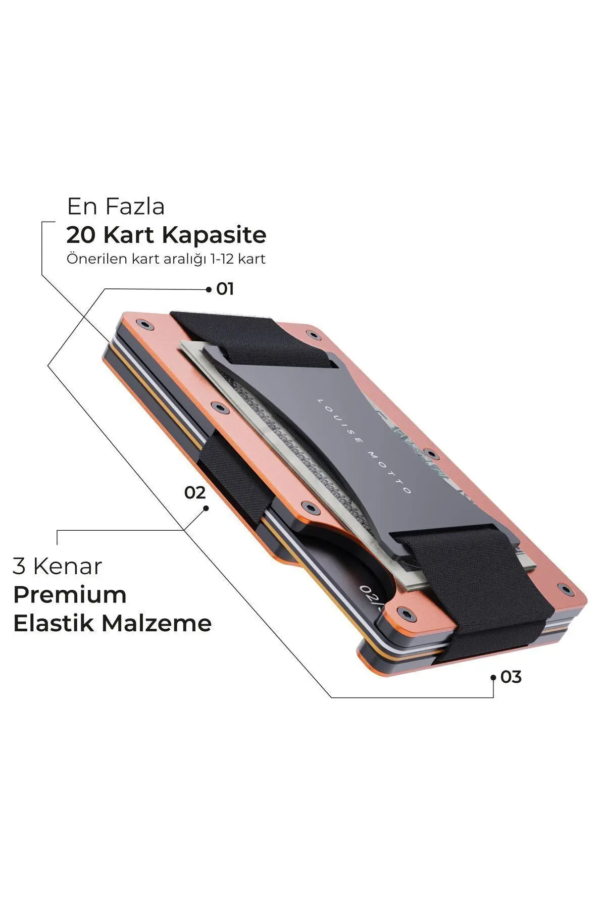 Cardx - Burano Strap - Yeni Nesil Minimalist Cüzdan & Kartlık Premium Malzeme, Rfıd, (TURUNCU)