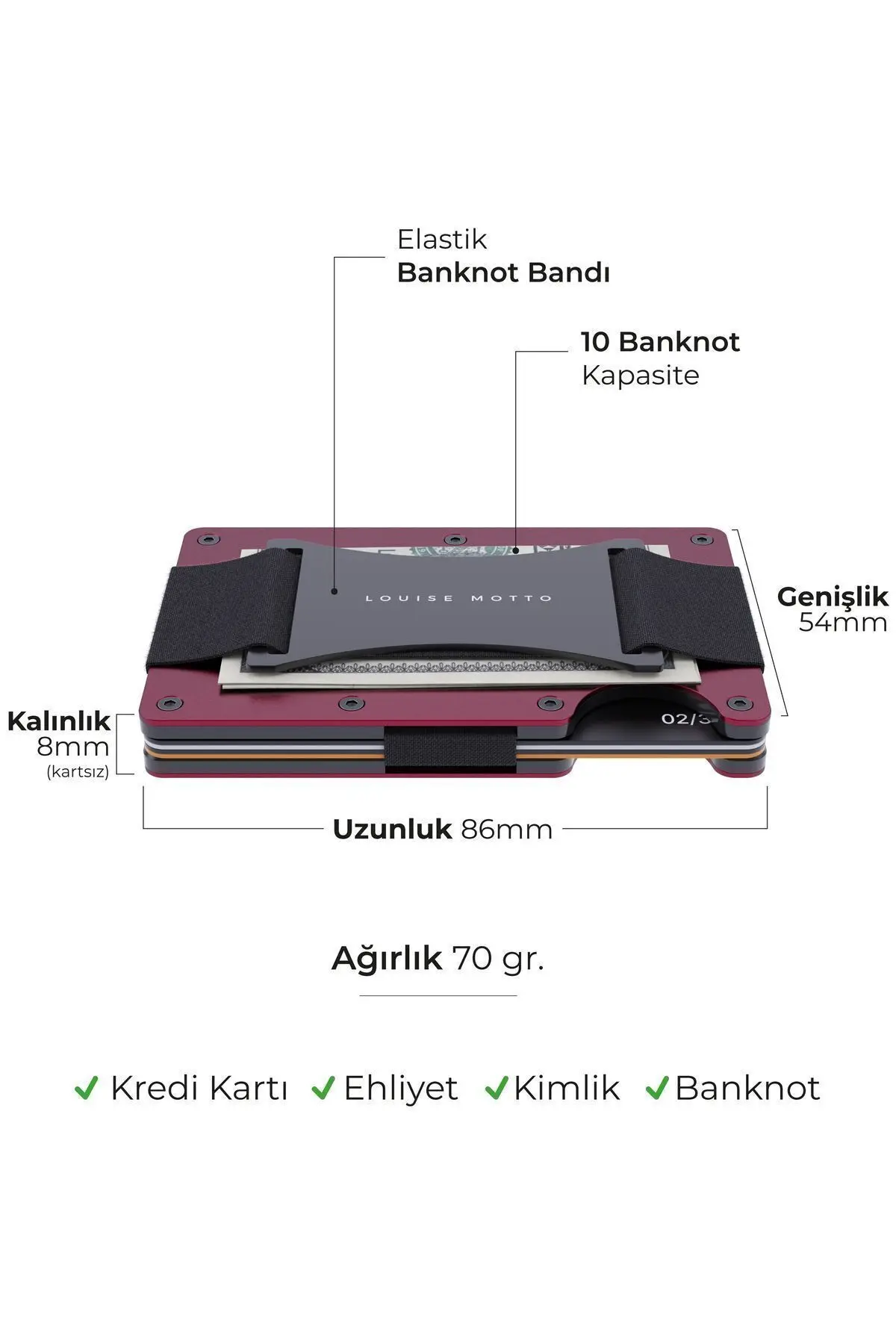 Cardx - Burano Strap - Yeni Nesil Minimalist Cüzdan & Kartlık Premium Malzeme, Rfıd Korumalı (RED)