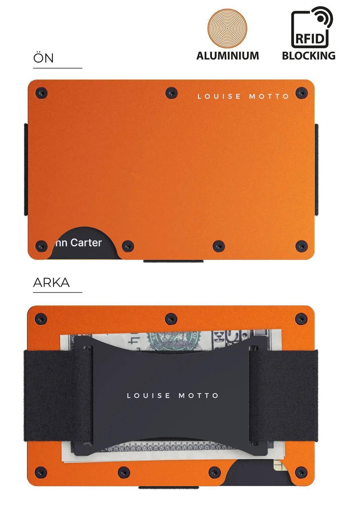 Cardx - Burano Strap - Yeni Nesil Minimalist Cüzdan & Kartlık Premium Malzeme, Rfıd, (TURUNCU)