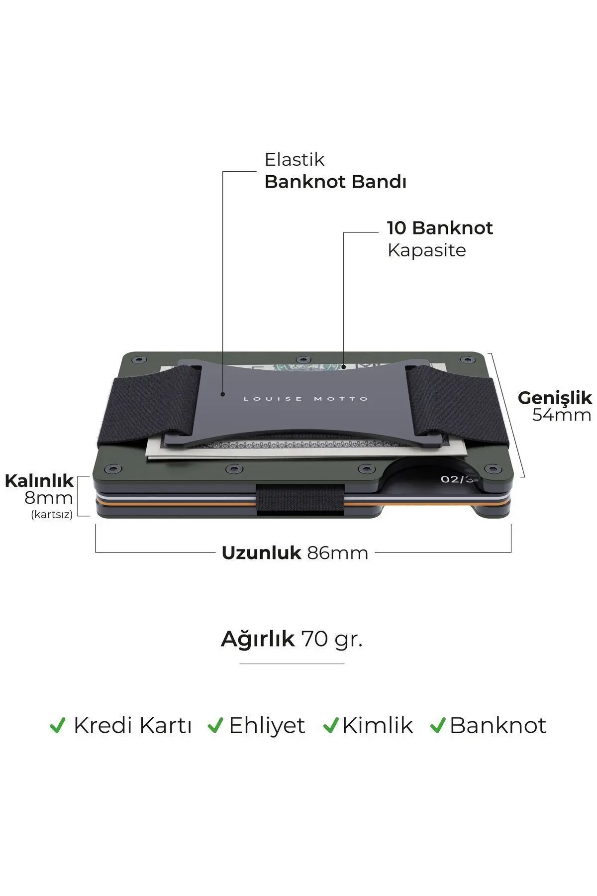 Cardx - Burano Strap - Yeni Nesil Minimalist Cüzdan & Kartlık Premium Malzeme, Rfıd Korumalı (YEŞİL)