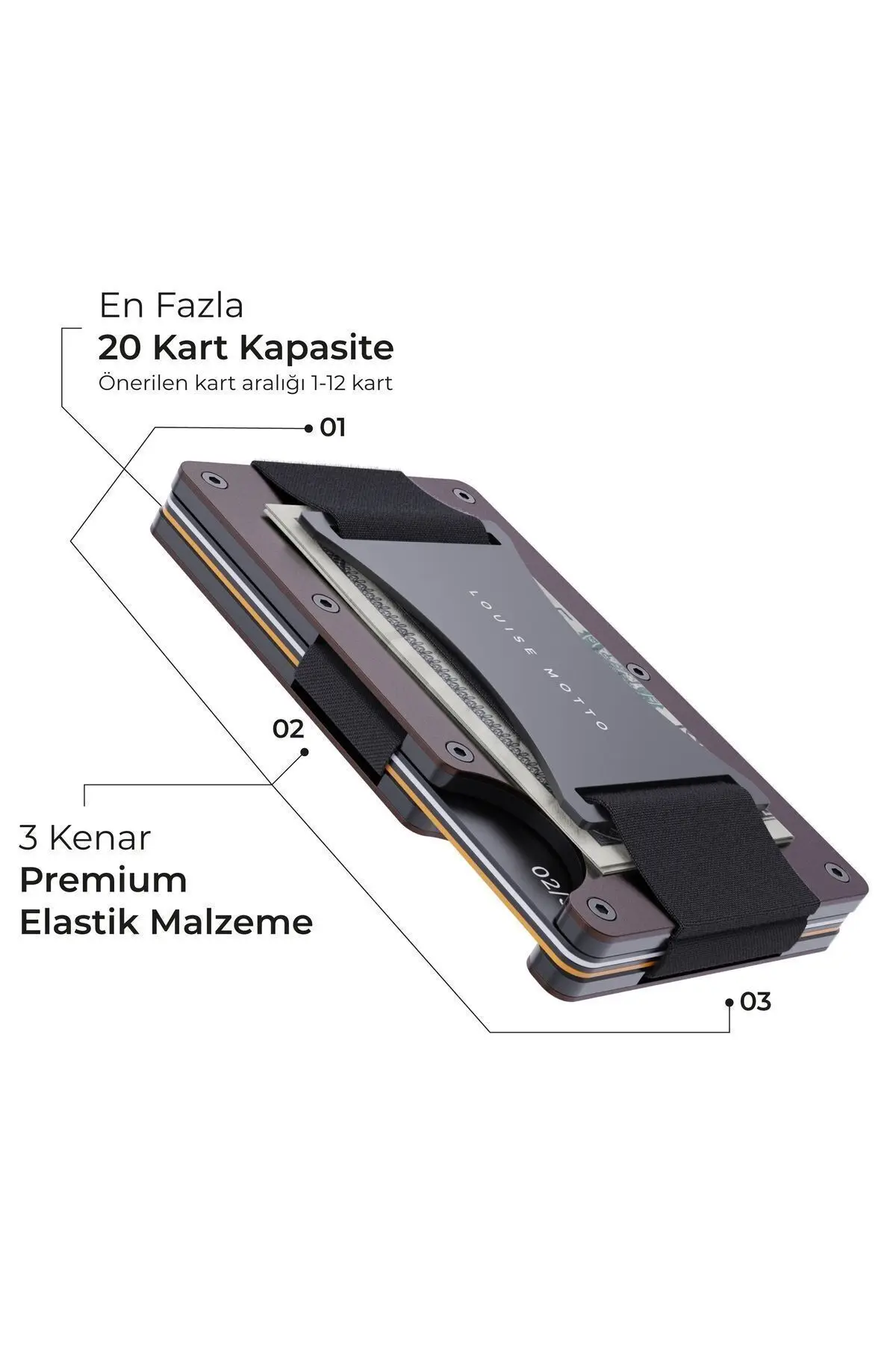Cardx - Burano Strap - Yeni Nesil Minimalist Cüzdan & Kartlık Premium Malzeme, Rfıd Korumalı (KAHVE)