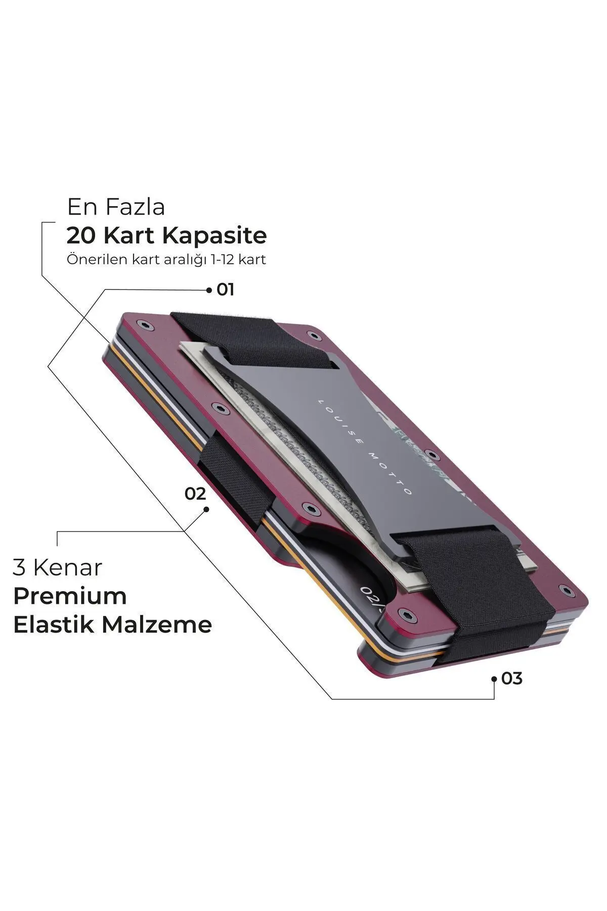 Cardx - Burano Strap - Yeni Nesil Minimalist Cüzdan & Kartlık Premium Malzeme, Rfıd Korumalı (RED)