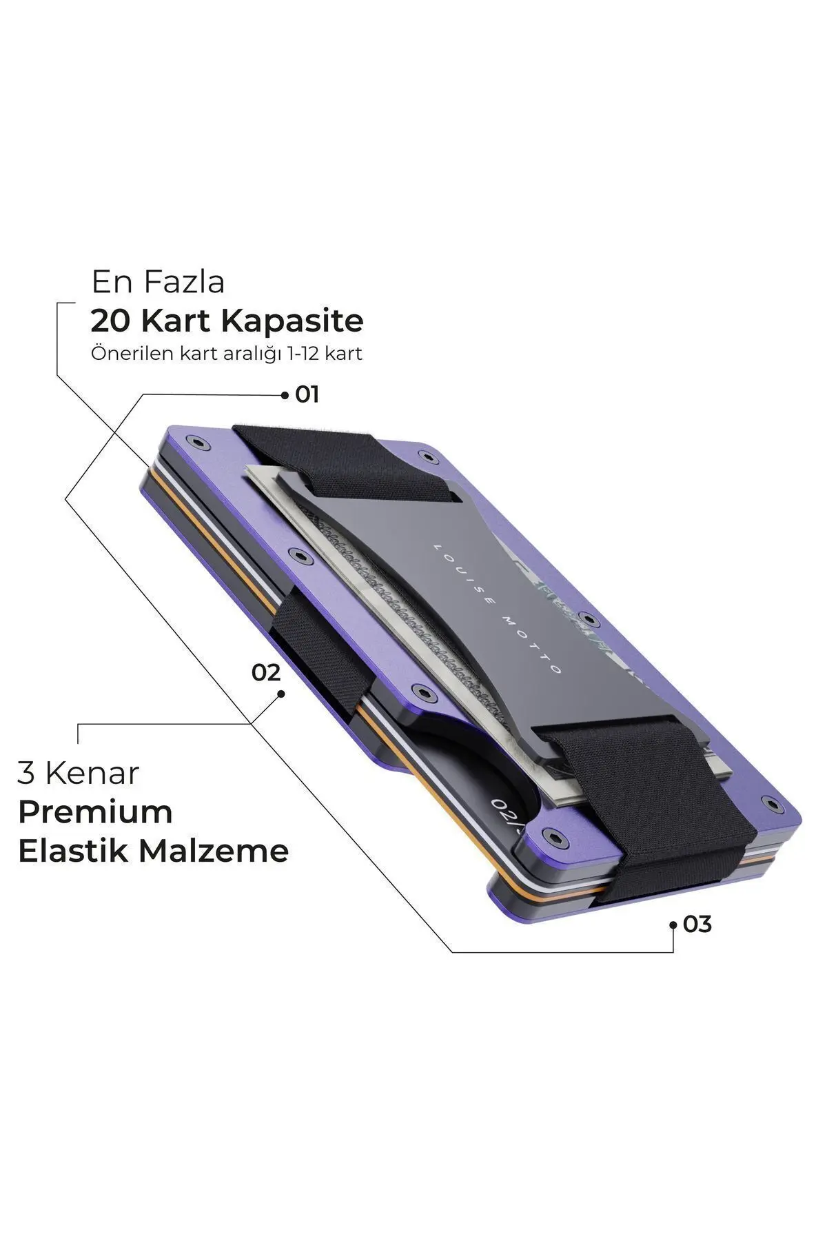 Cardx - Burano Strap - Yeni Nesil Minimalist Cüzdan & Kartlık Premium Malzeme, Rfıd Korumalı (MOR)