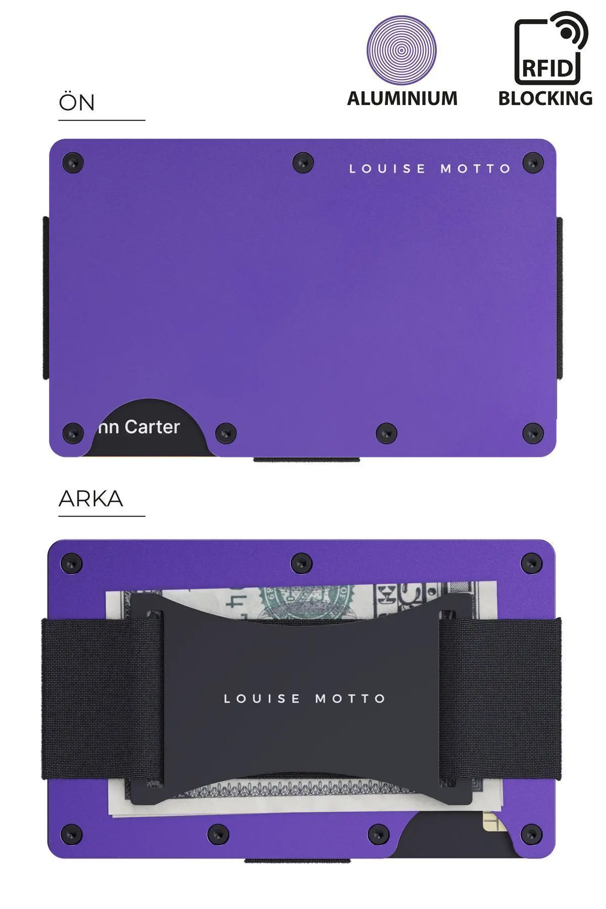 Cardx - Burano Strap - Yeni Nesil Minimalist Cüzdan & Kartlık Premium Malzeme, Rfıd Korumalı (MOR)