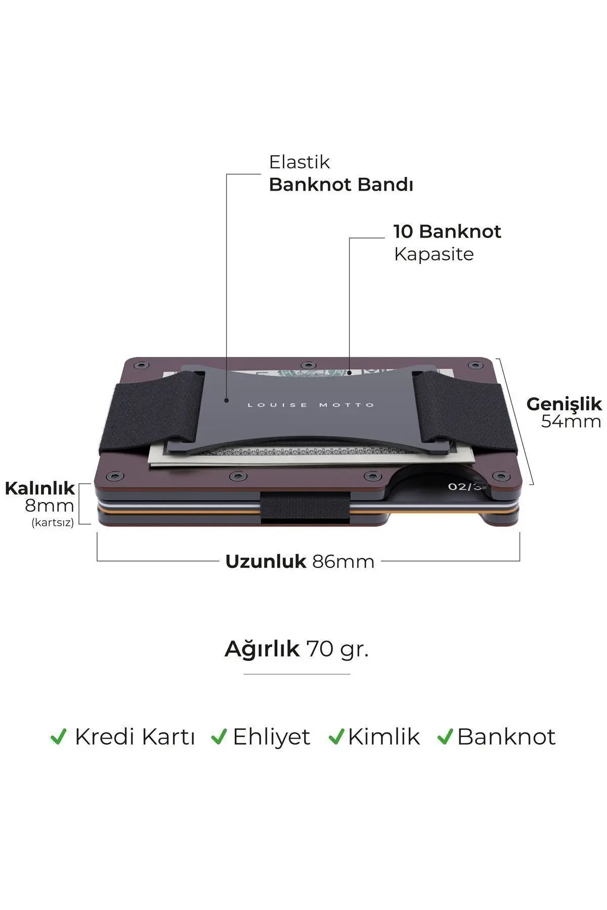 Cardx - Burano Strap - Yeni Nesil Minimalist Cüzdan & Kartlık Premium Malzeme, Rfıd Korumalı (KAHVE)
