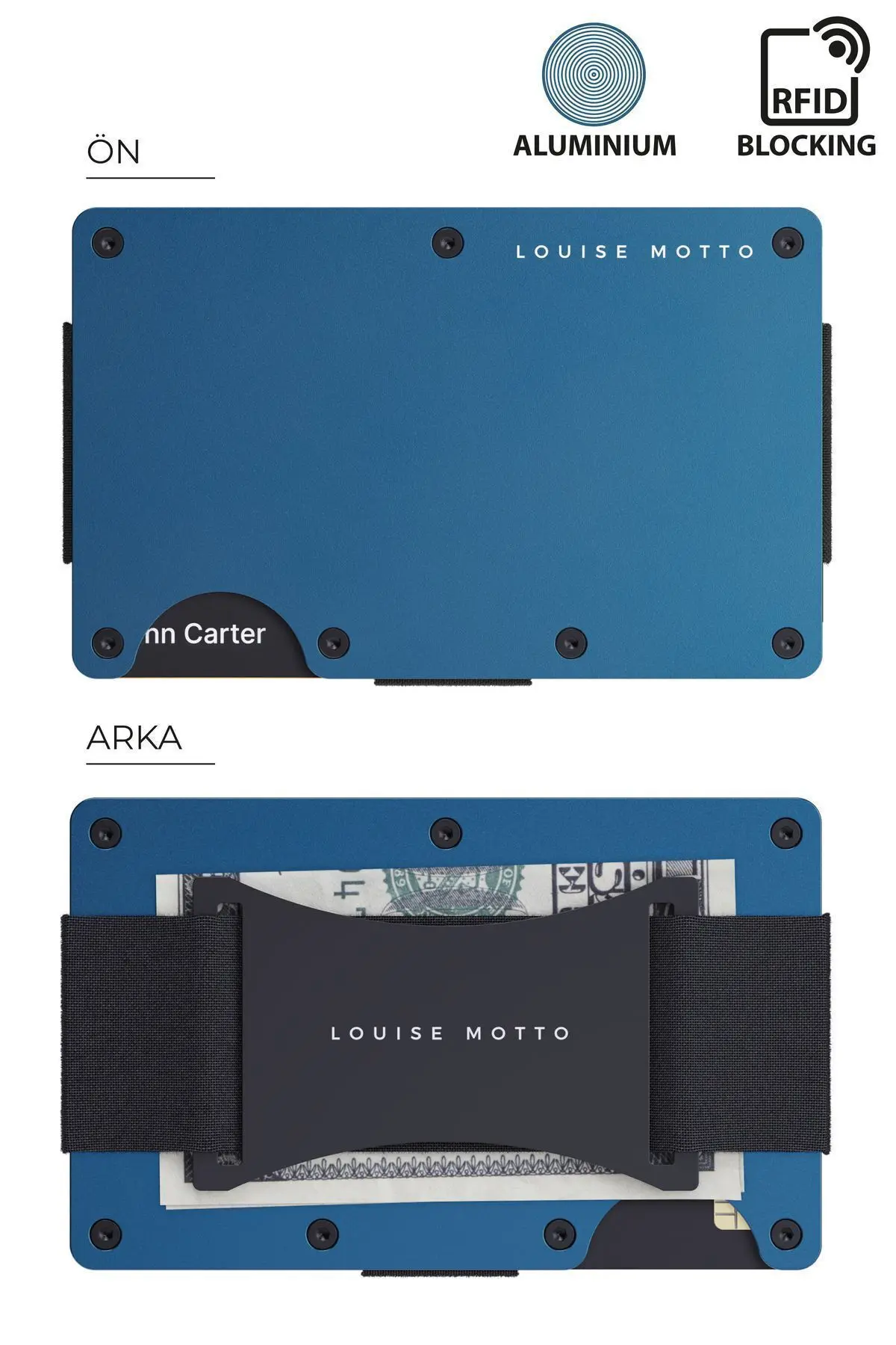 Cardx - Burano Strap - Yeni Nesil Minimalist Cüzdan & Kartlık Premium Malzeme, Rfıd Korumalı (MAVİ)