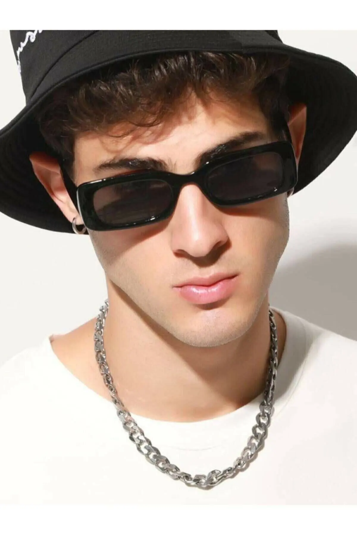 Unisex Siyah Kare Dikdörtgen Vintage-retro Güneş Gözlüğü