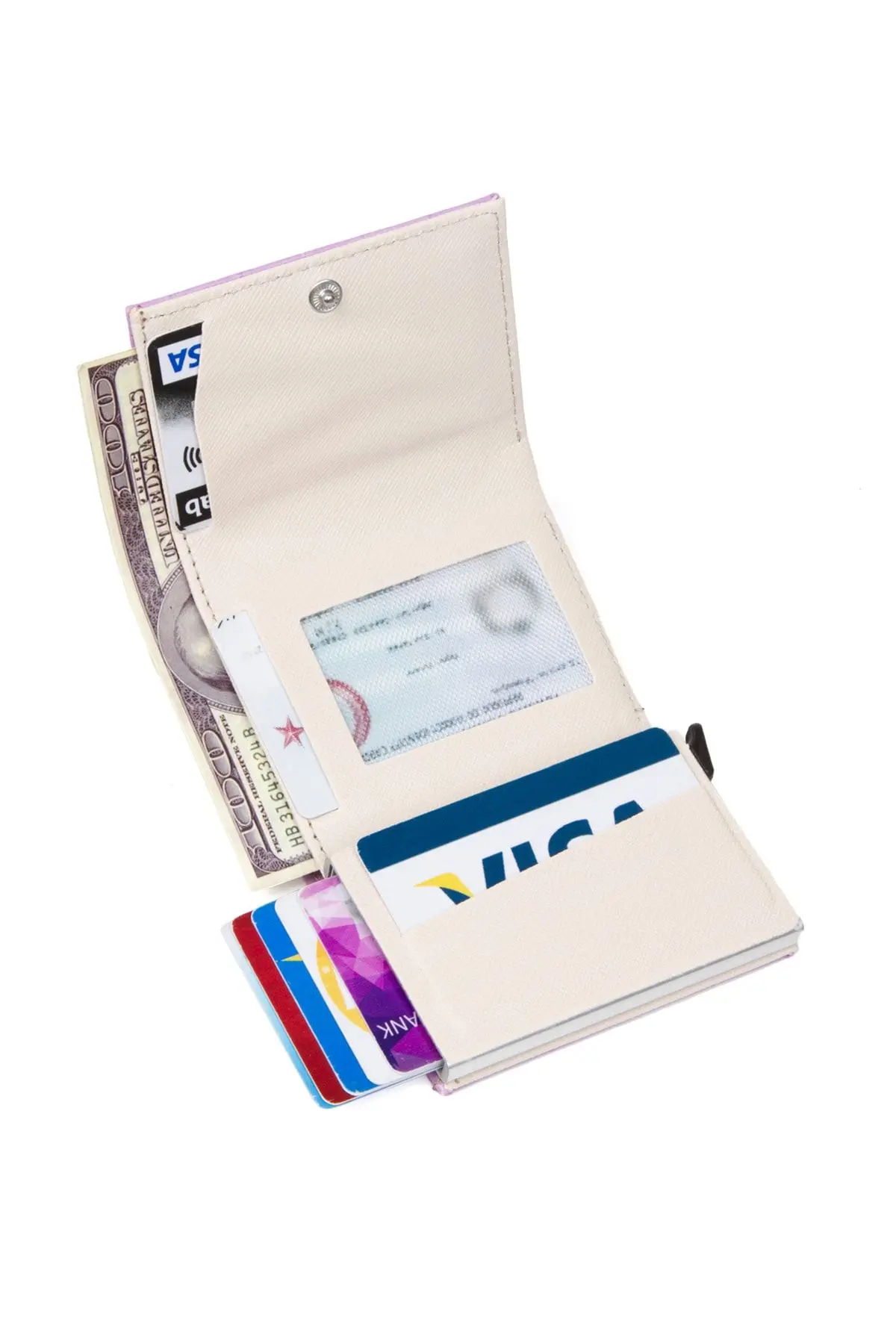 Adelina Lila Timsah Desenli Mekanizmalı Otomatik Kızaklı Kartlık Cüzdan Kroko Kartlık