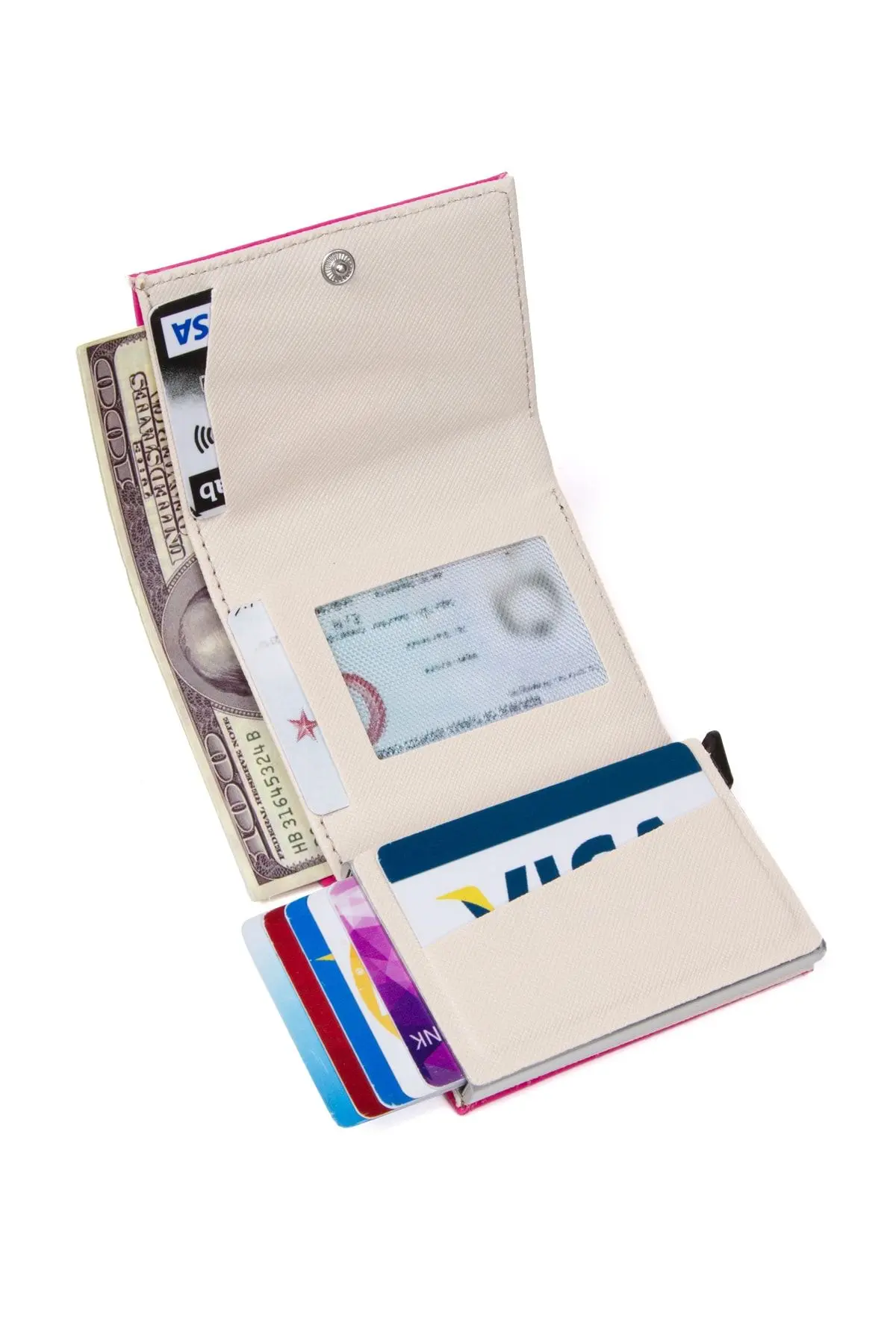 Adelina Timsah Desenli Fuşya Mekanizmalı Otomatik Kızaklı Kartlık Cüzdan Kroko Kartlık